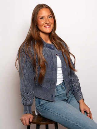 Washed Blend Blue Cardigan