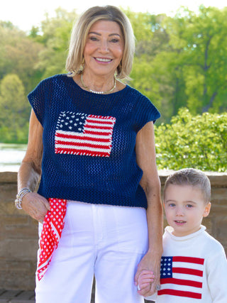 Waving Flag Knit Cap Sleeve Top