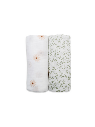 2pk Daisies/Greenery Swaddles