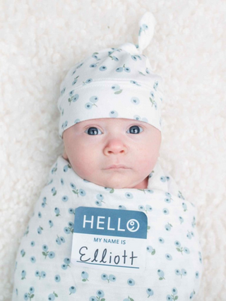 Hello World Hat & Swaddle Set – Blueberries